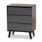Baxton Studio Roldan Modern and Contemporary Two-Tone Walnut and Grey Finished Wood 3-Drawer Bedroom Chest 180-11204-Zoro - alternate 1